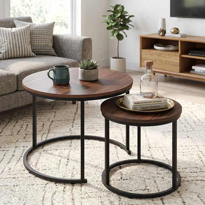 Set of 2 Round Nesting Coffee Tables
