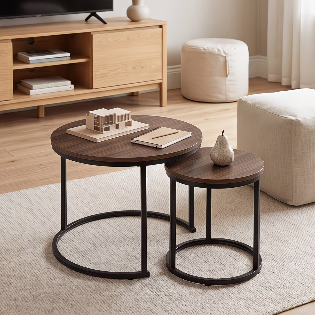 Set of 2 Round Nesting Coffee Tables