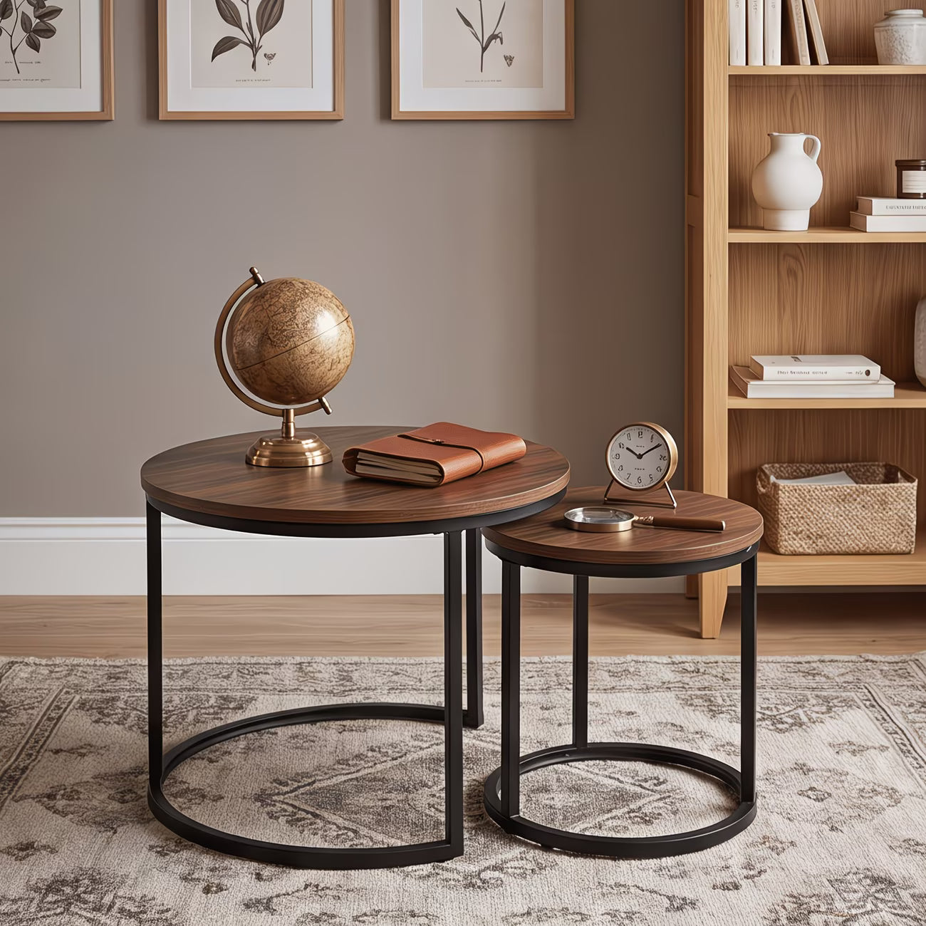 Set of 2 Round Nesting Coffee Tables