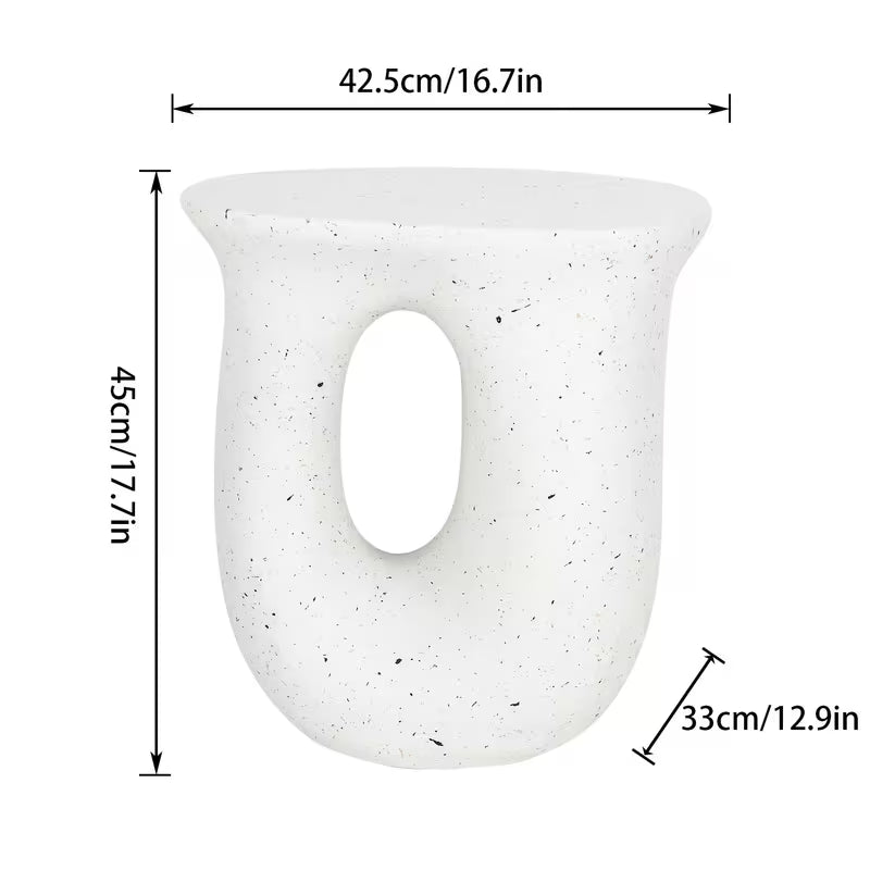 Sculptural Terrazzo Accent Table – Modern Faux Concrete Side Table & Stool