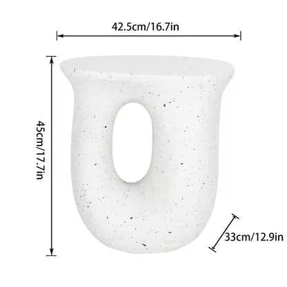 Sculptural Terrazzo Accent Table – Modern Faux Concrete Side Table & Stool